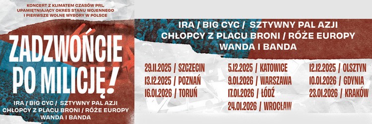 ZADZWOŃCIE PO MILICJĘ – TRASA KONCERTOWA 2025/2026! - 